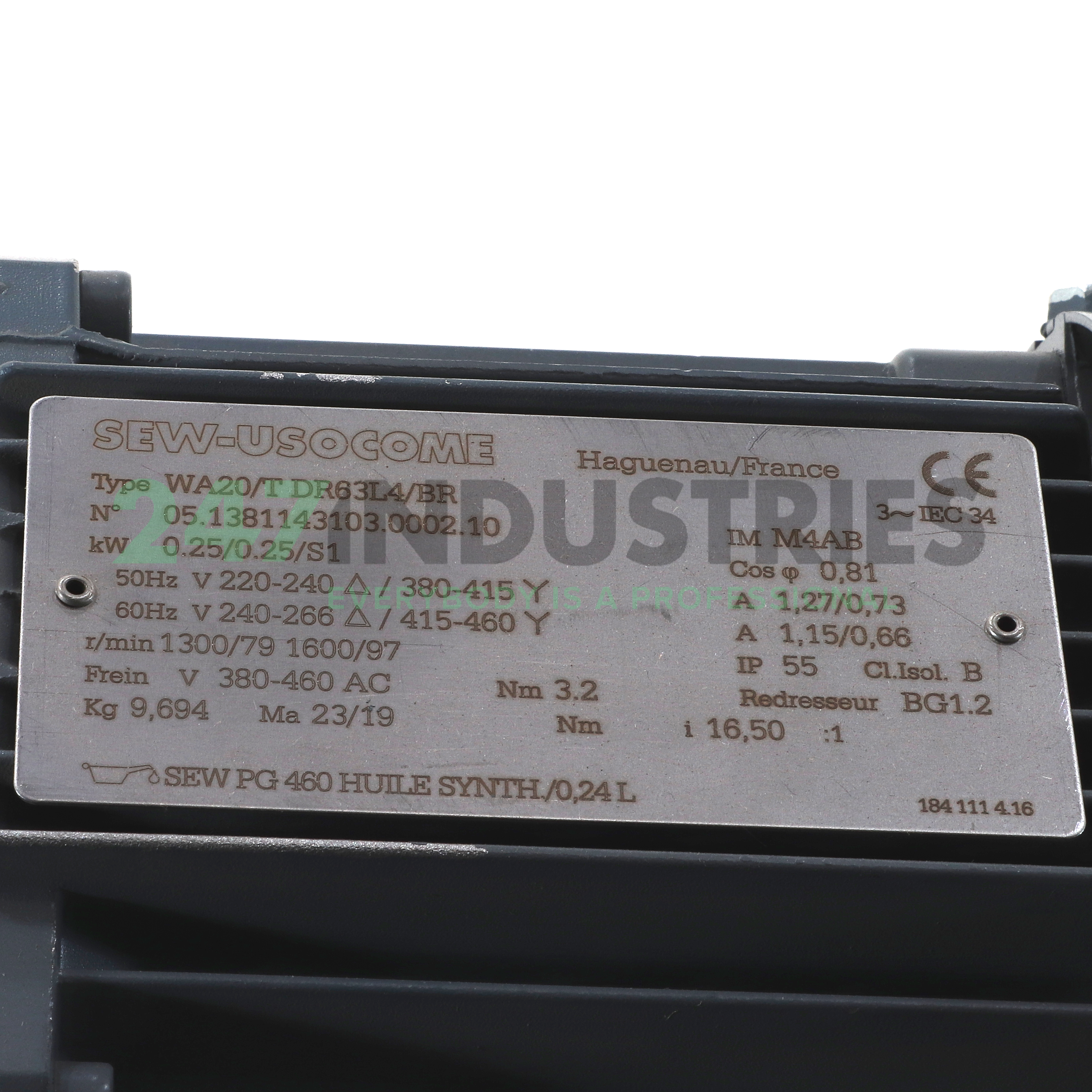 WA20T/DR63L4/BR SEW-EURODRIVE Image 2