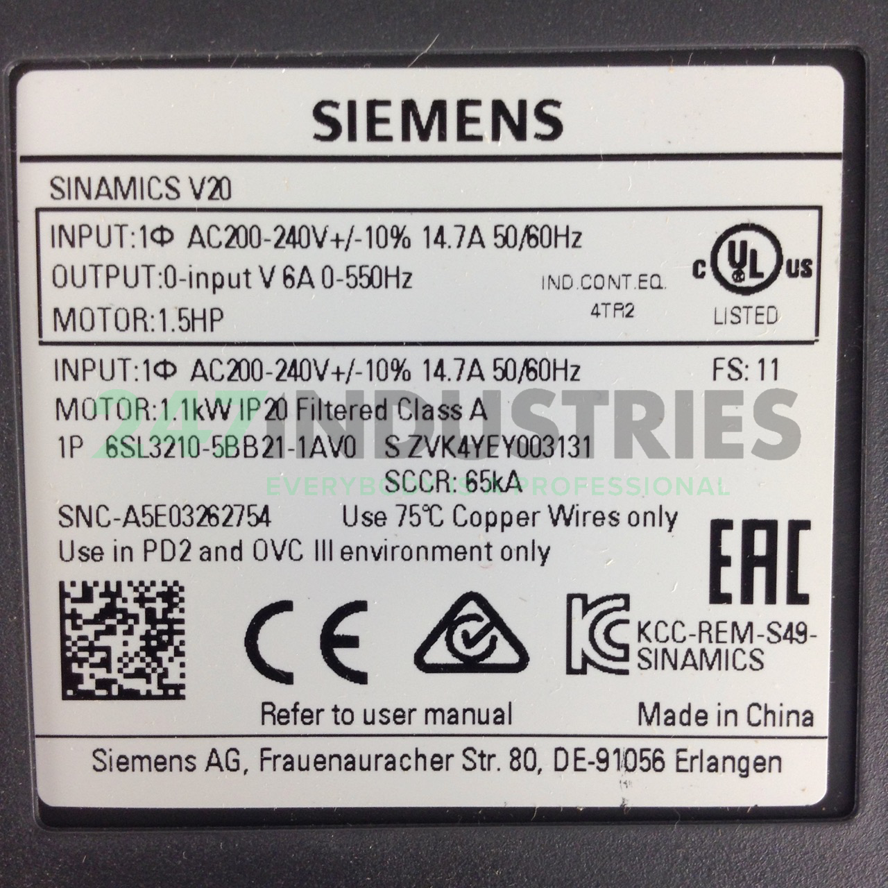 6SL3210-5BB21-1AV0 Siemens Image 3