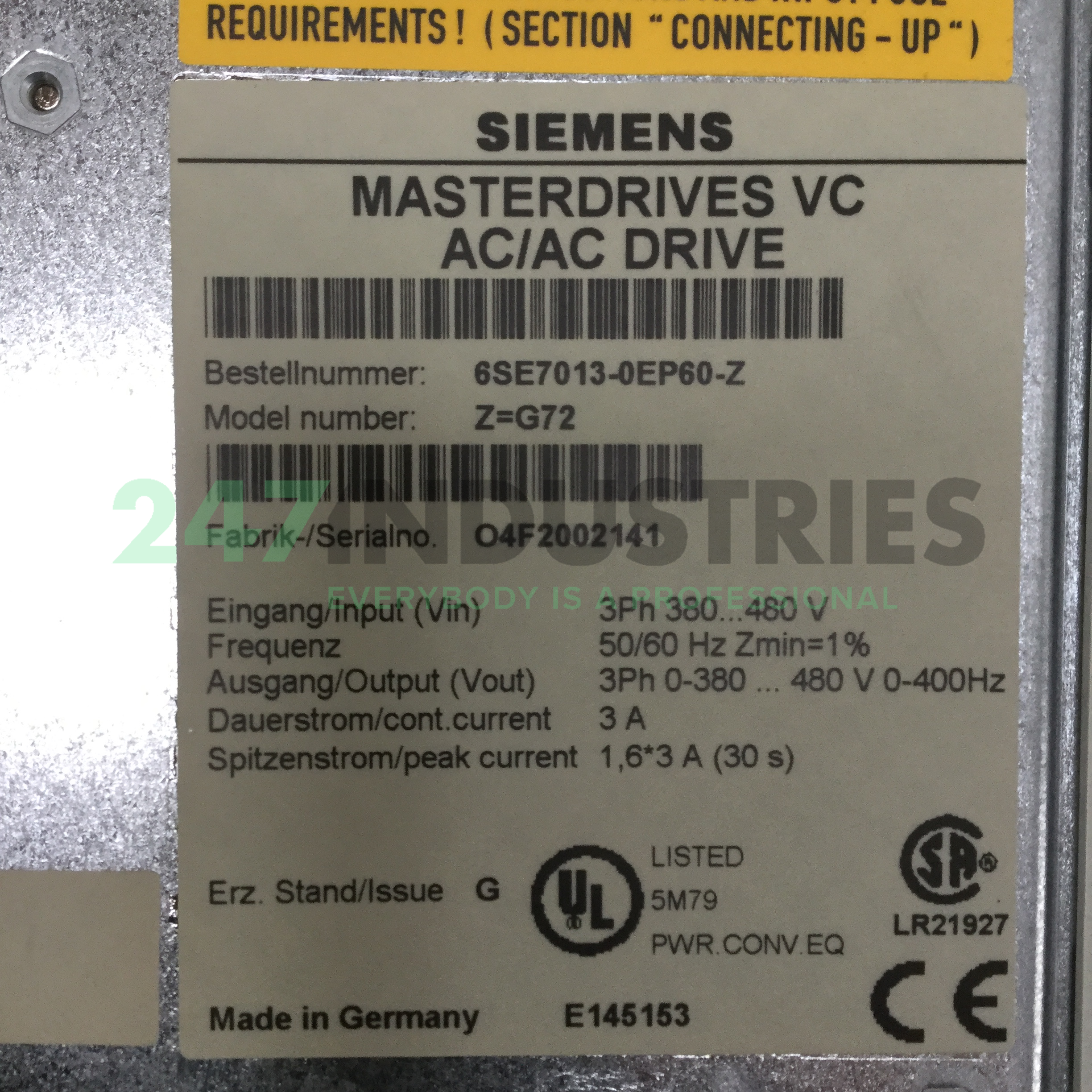 6SE7013-0EP60-Z G72 Siemens Image 4