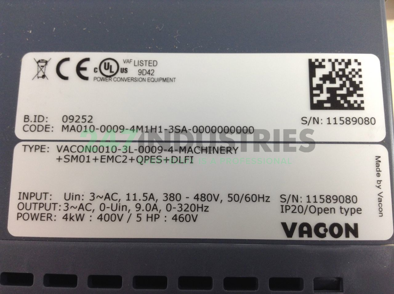 0010-3L-0009-4 Vacon Image 2