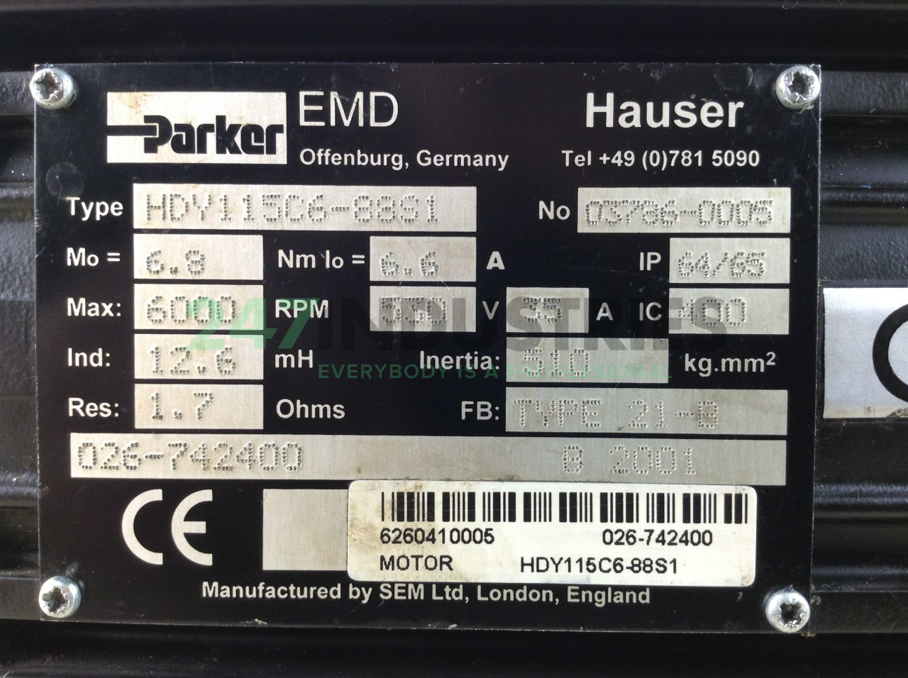 HDY115C6-88S1 Hauser Image 1