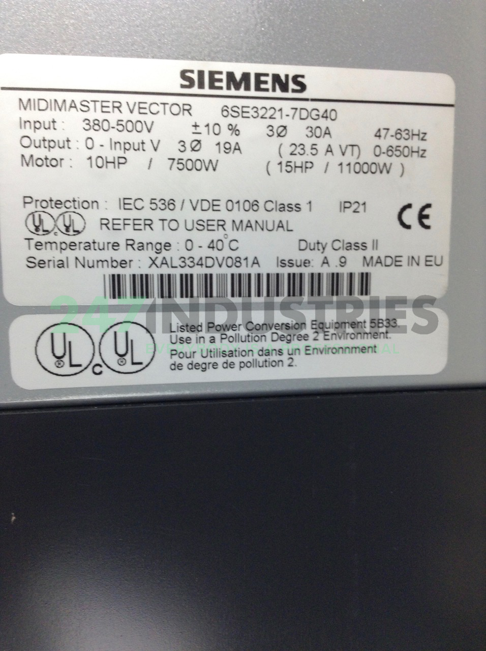 6SE3221-7DG40 Siemens Image 2