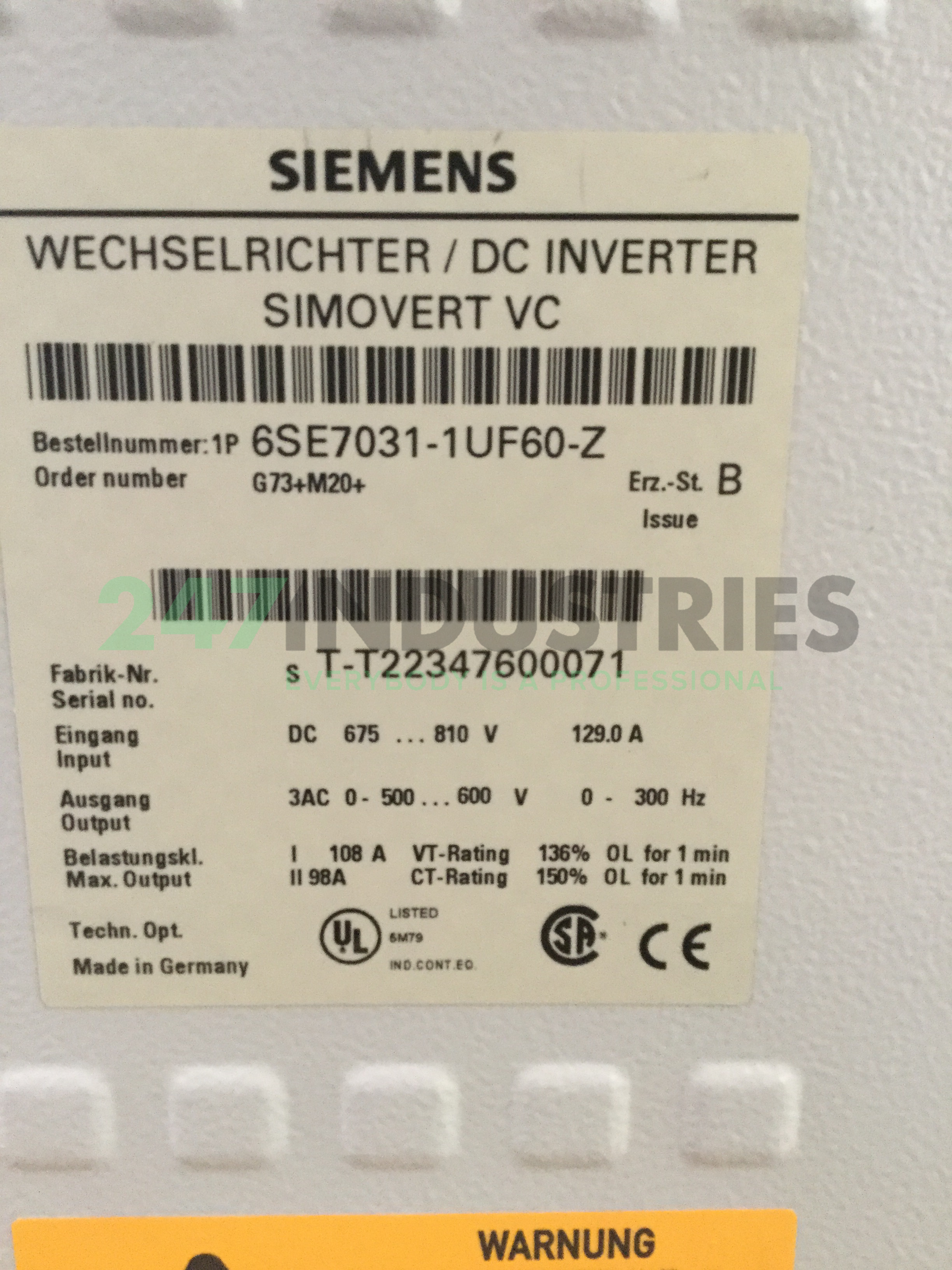 6SE7031-1UF60-Z G73+M20 Siemens Image 4