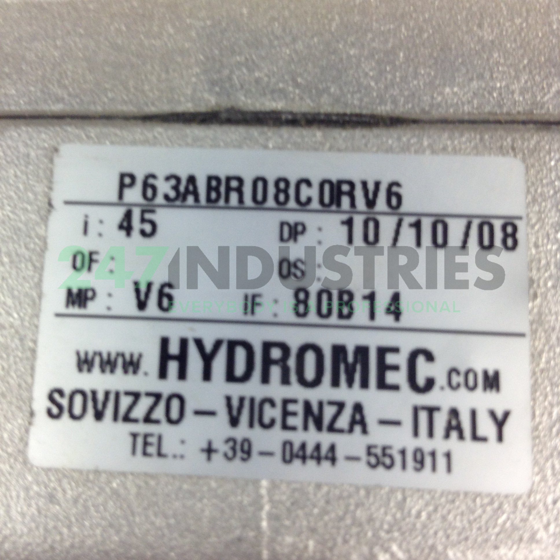 P63ABR08C0RV6-B14I45 Hydro-Mec Image 2