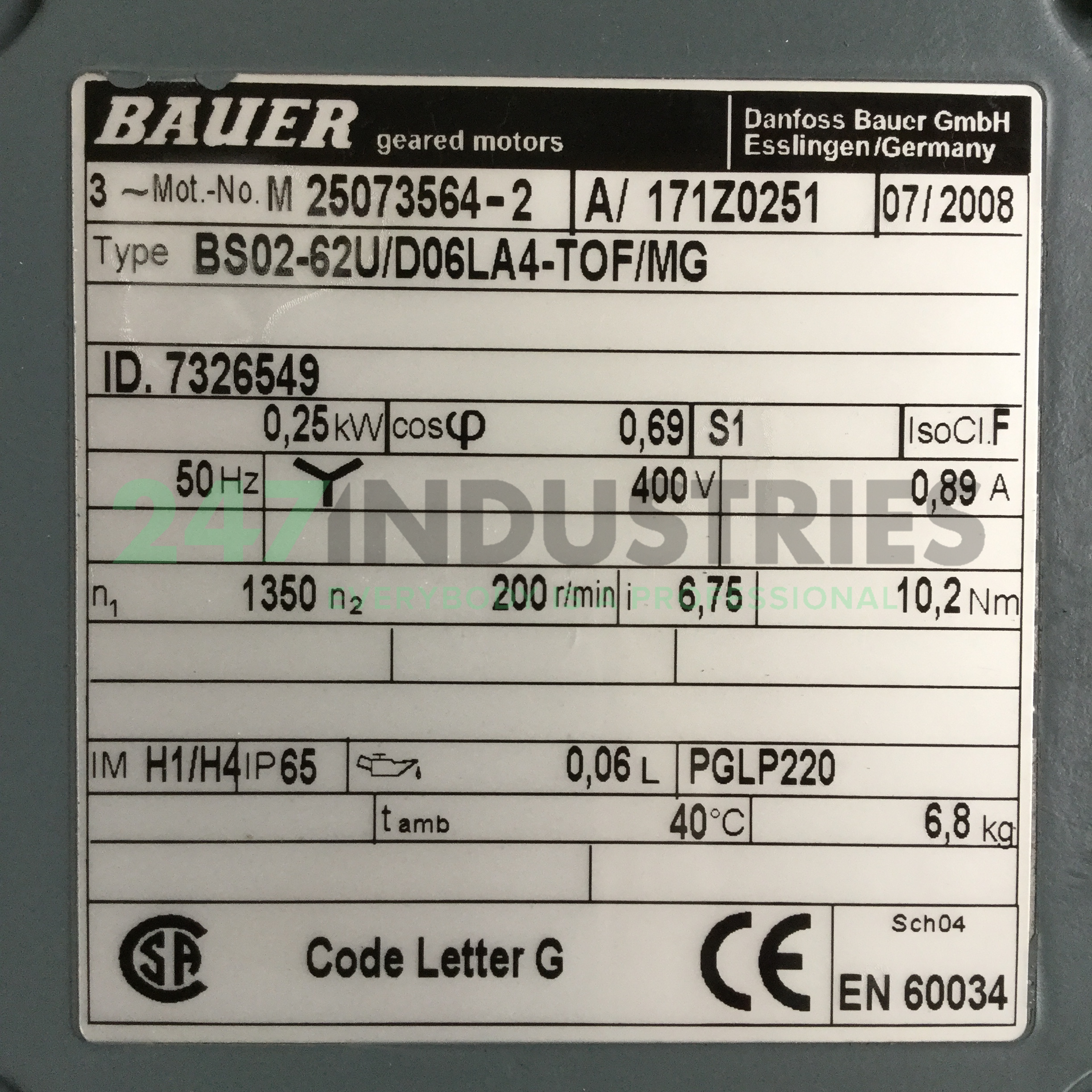 BS02-62U/D06LA4-TOF/MG Bauer Image 4