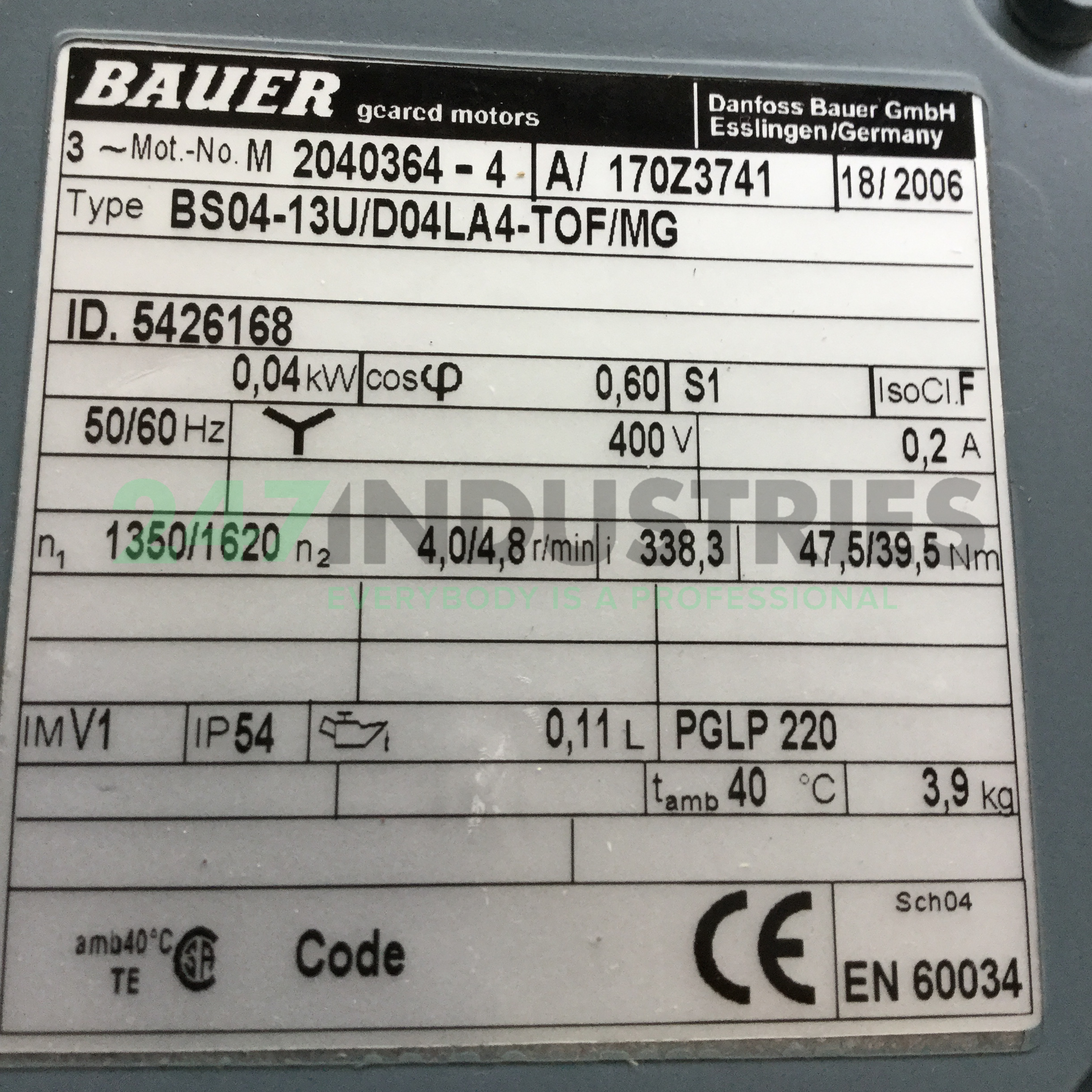 BS04-13U/D04LA4-TOF/MG Bauer Image 4
