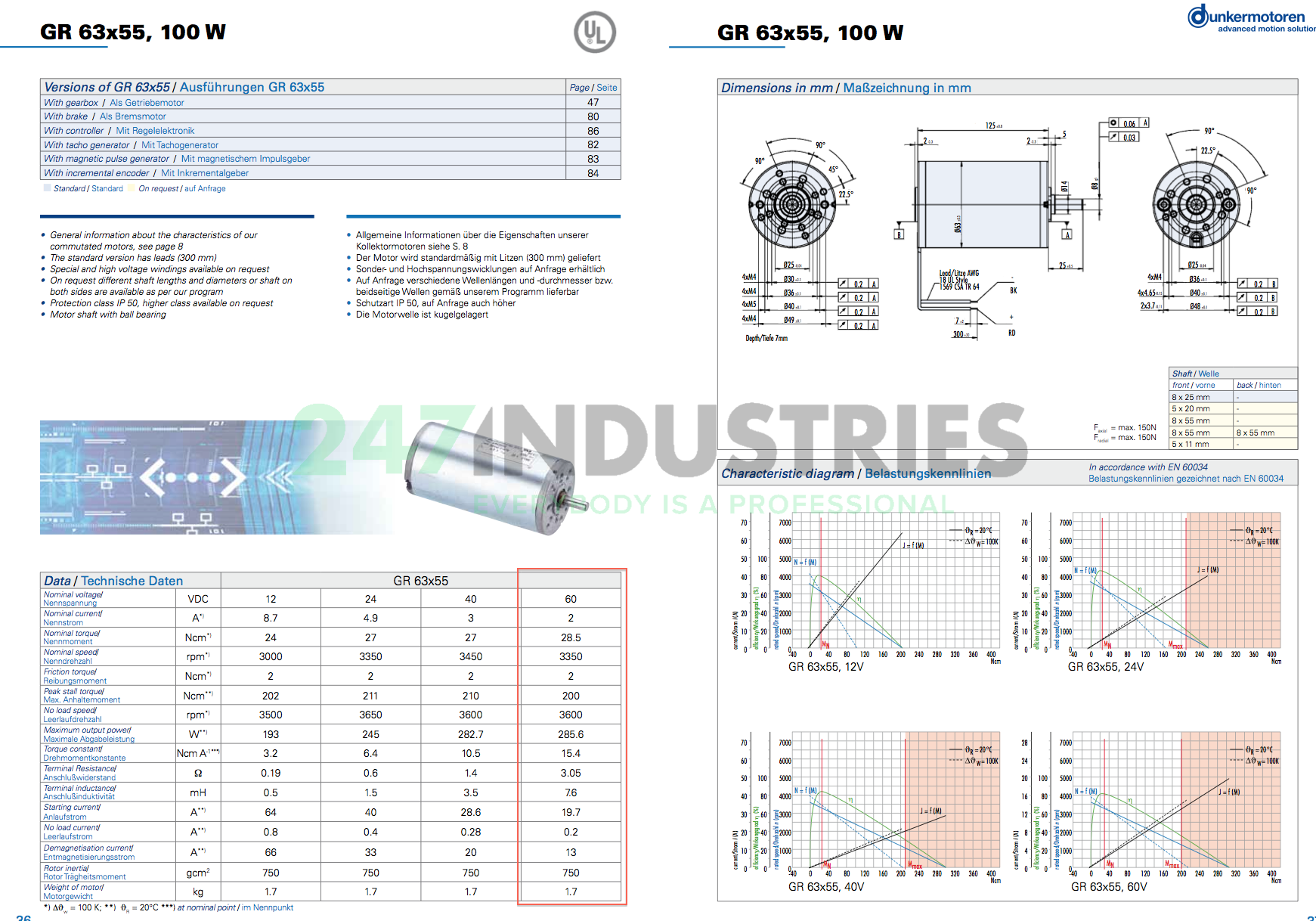 GR63X55/PLG52-400/60V Dunkermotoren Image 4