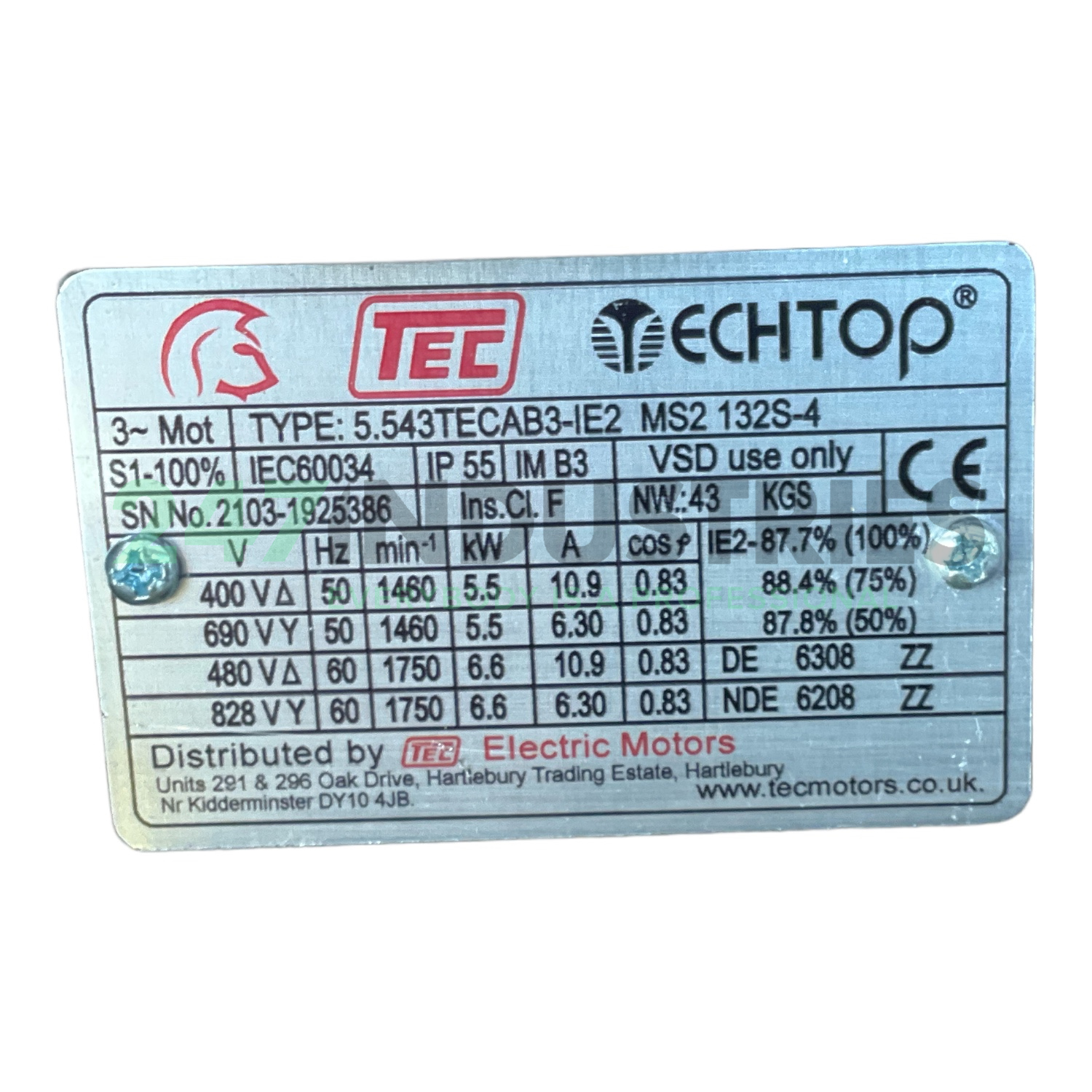 MS2132S-4-B3 TechTop Motor Image 4