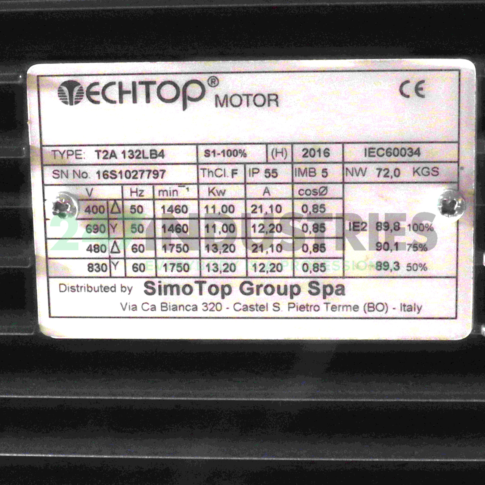 T2A132LB4-B5 TechTop Motor Image 4