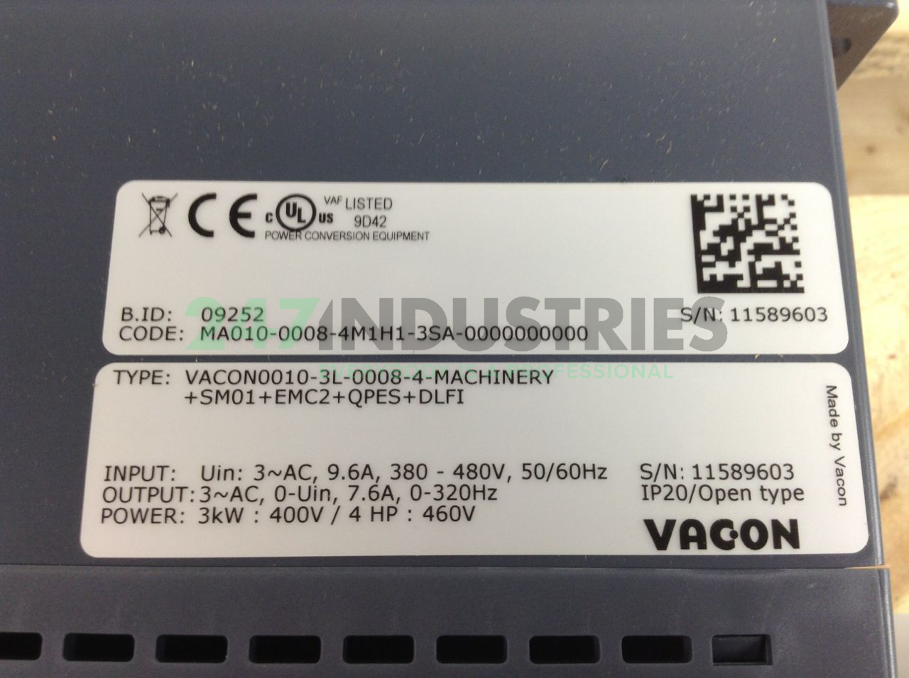 0010-3L-0008-4 Vacon Image 2