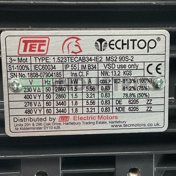MS290S-2-B3 TechTop Motor Image 4