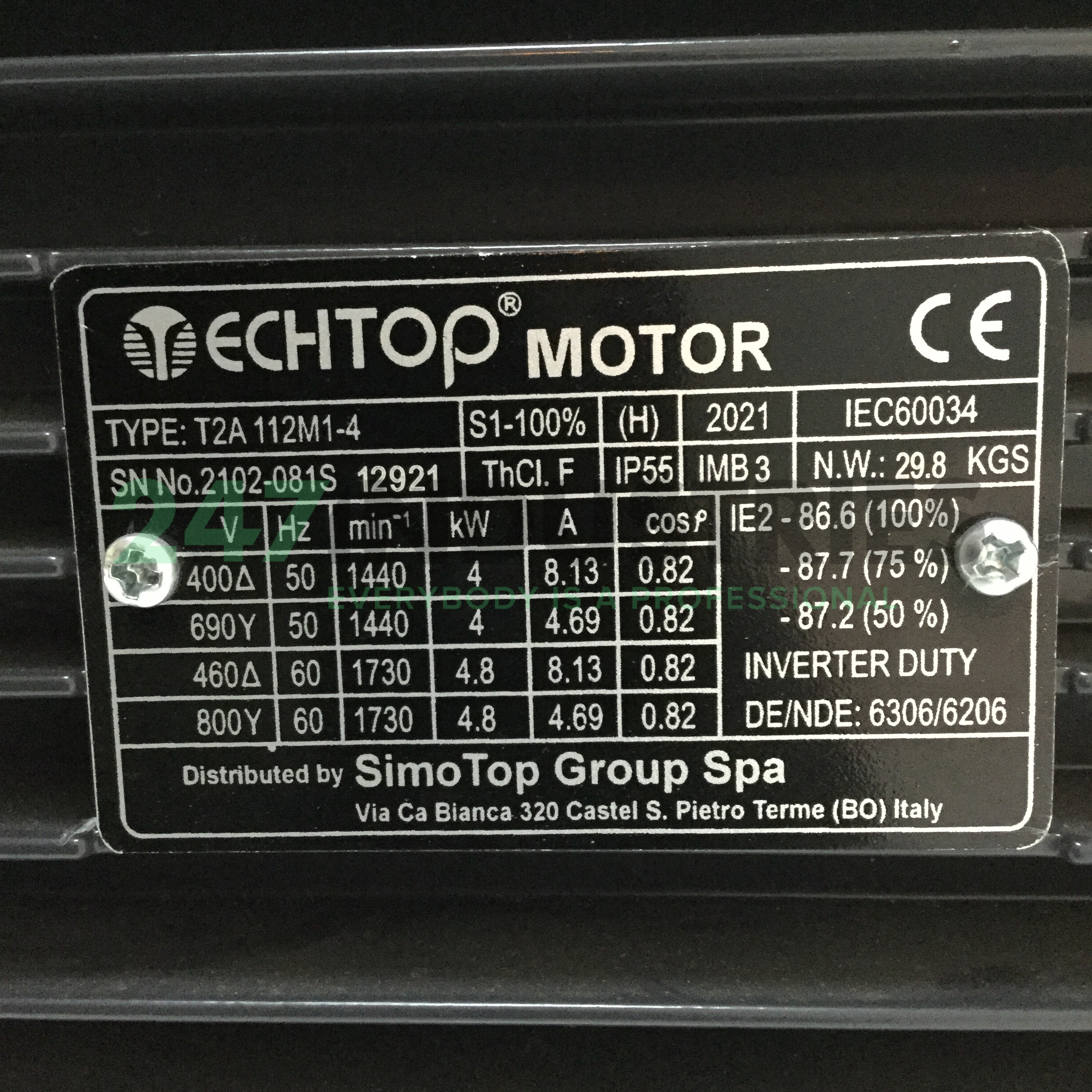 T2A112M1-4-B3 TechTop Motor Image 4