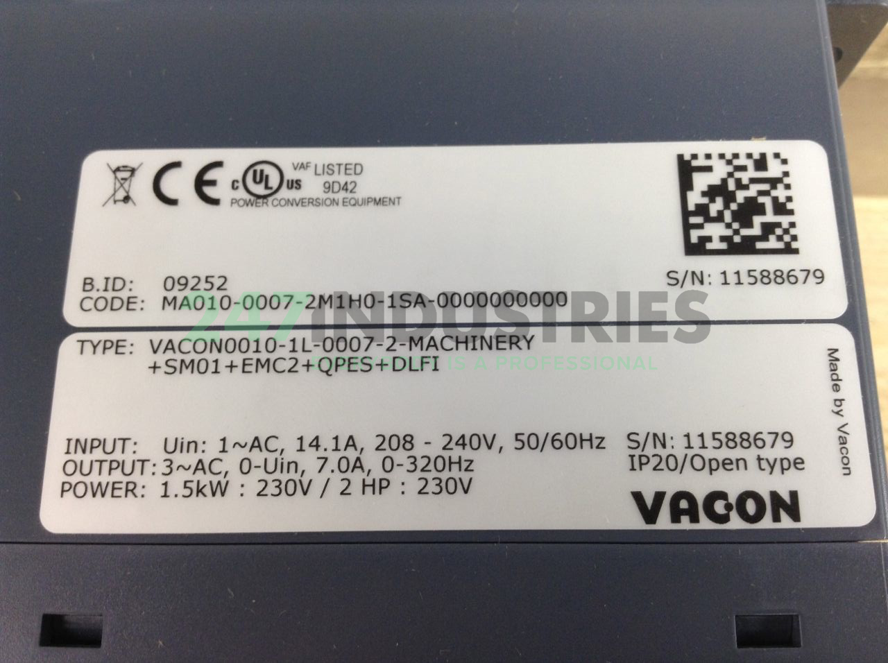 0010-1L-0007-2 Vacon Image 2