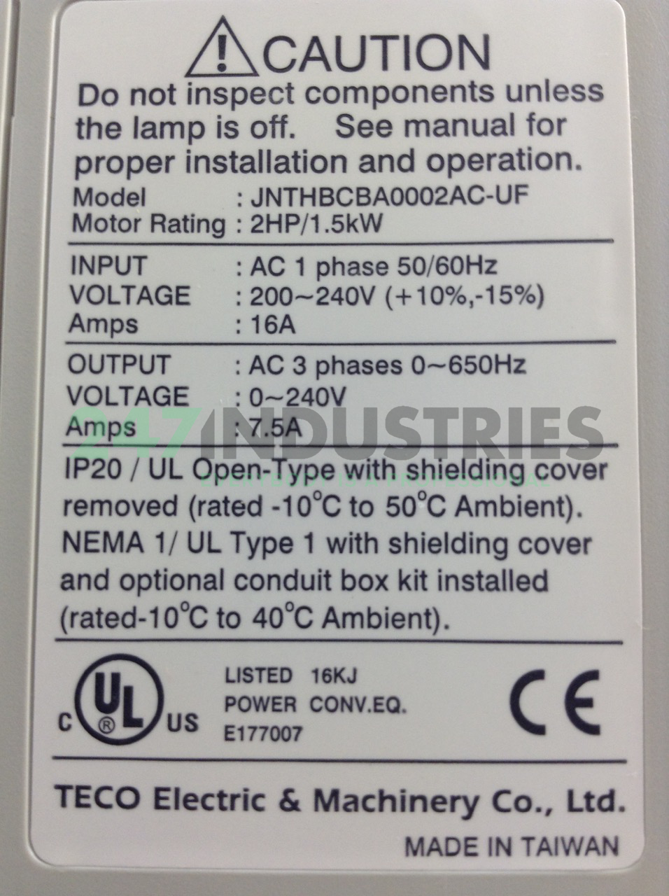 JNTHBCBA0002AC-UF Teco Image 6