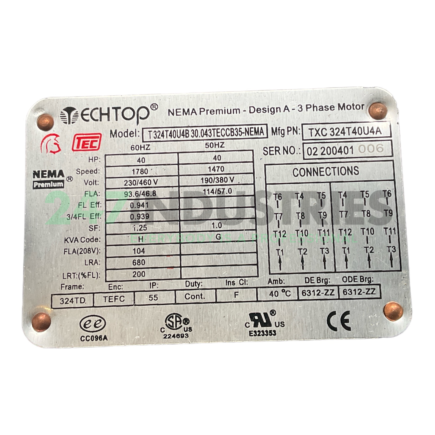 TXC324T40U4A-B35 TechTop Motor Image 3