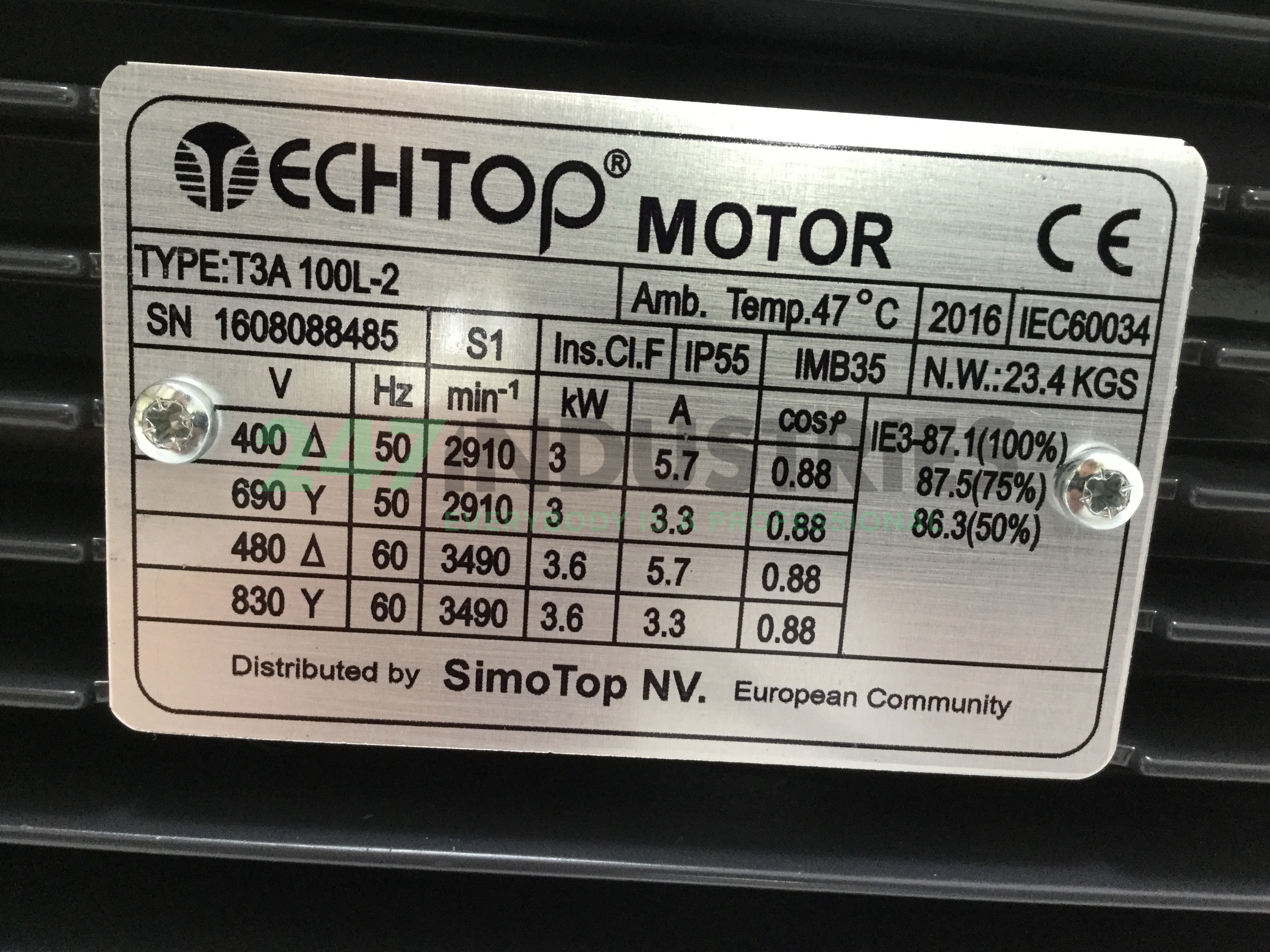 T3A100L-2-B35 TechTop Motor Image 4