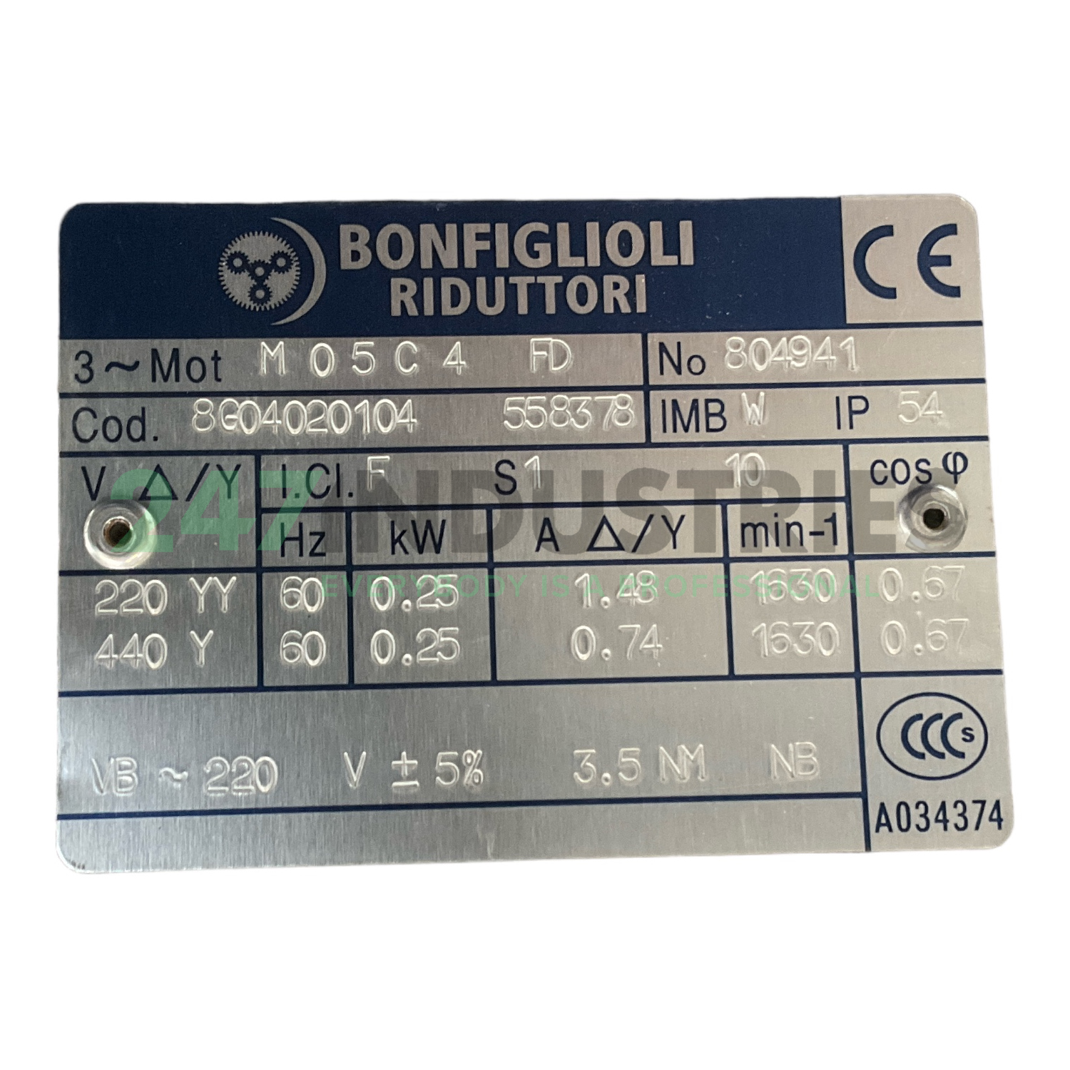 A102UHF1B45.4S05-M05C4FD Bonfiglioli Image 5