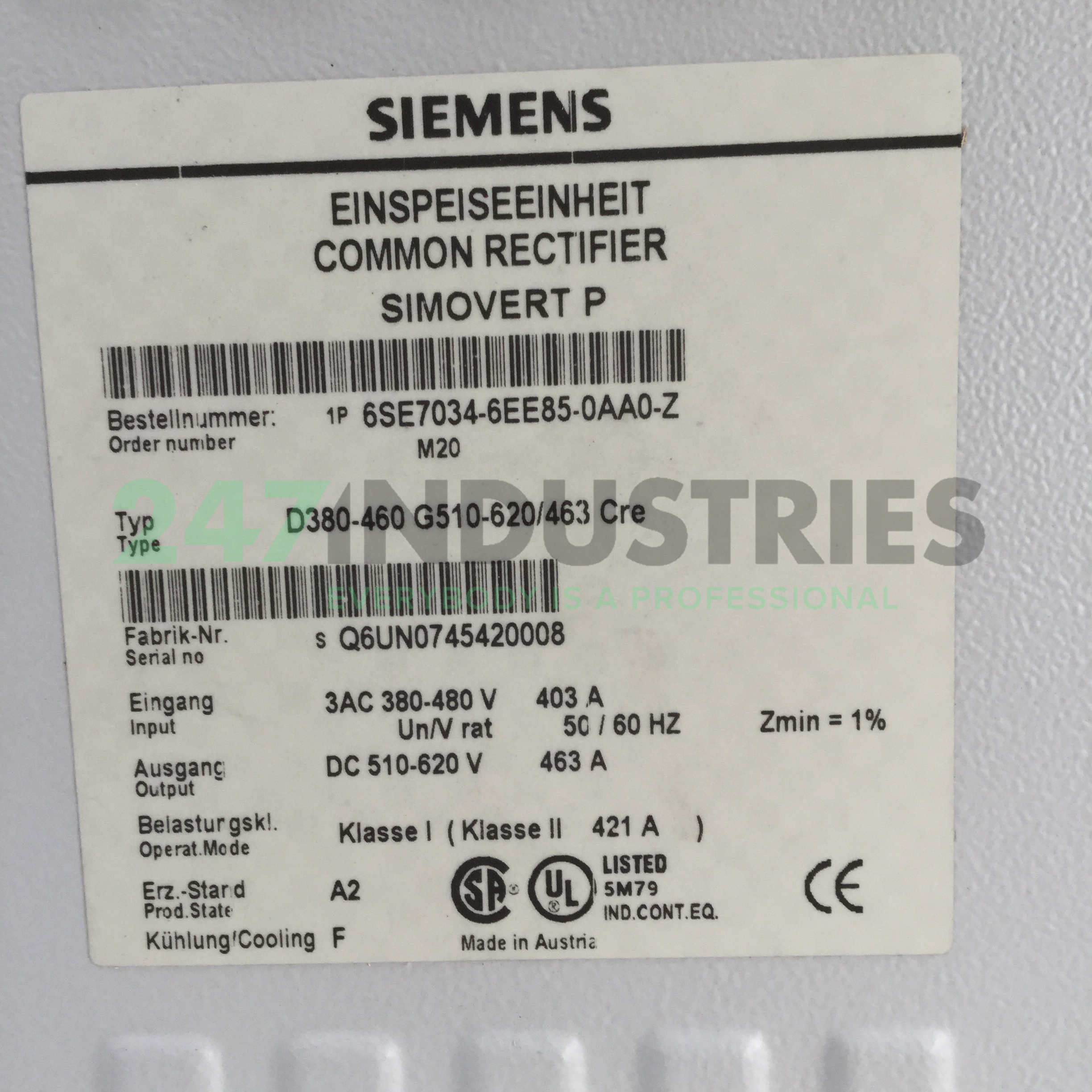 6SE7034-6EE85-0AA0-Z M20 Siemens Image 4