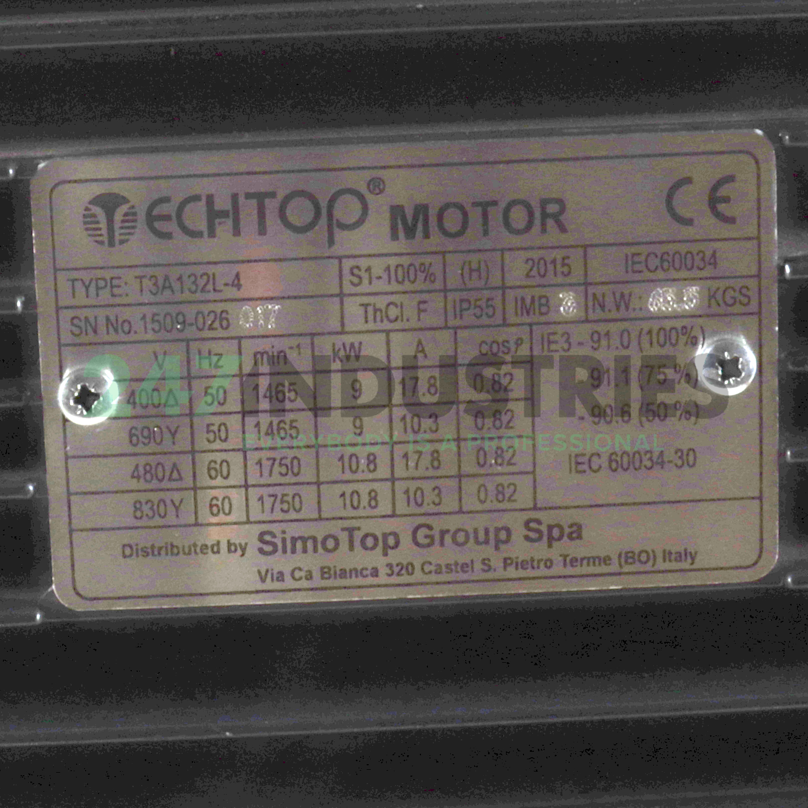 T3A132L-4-B3 TechTop Motor Image 4