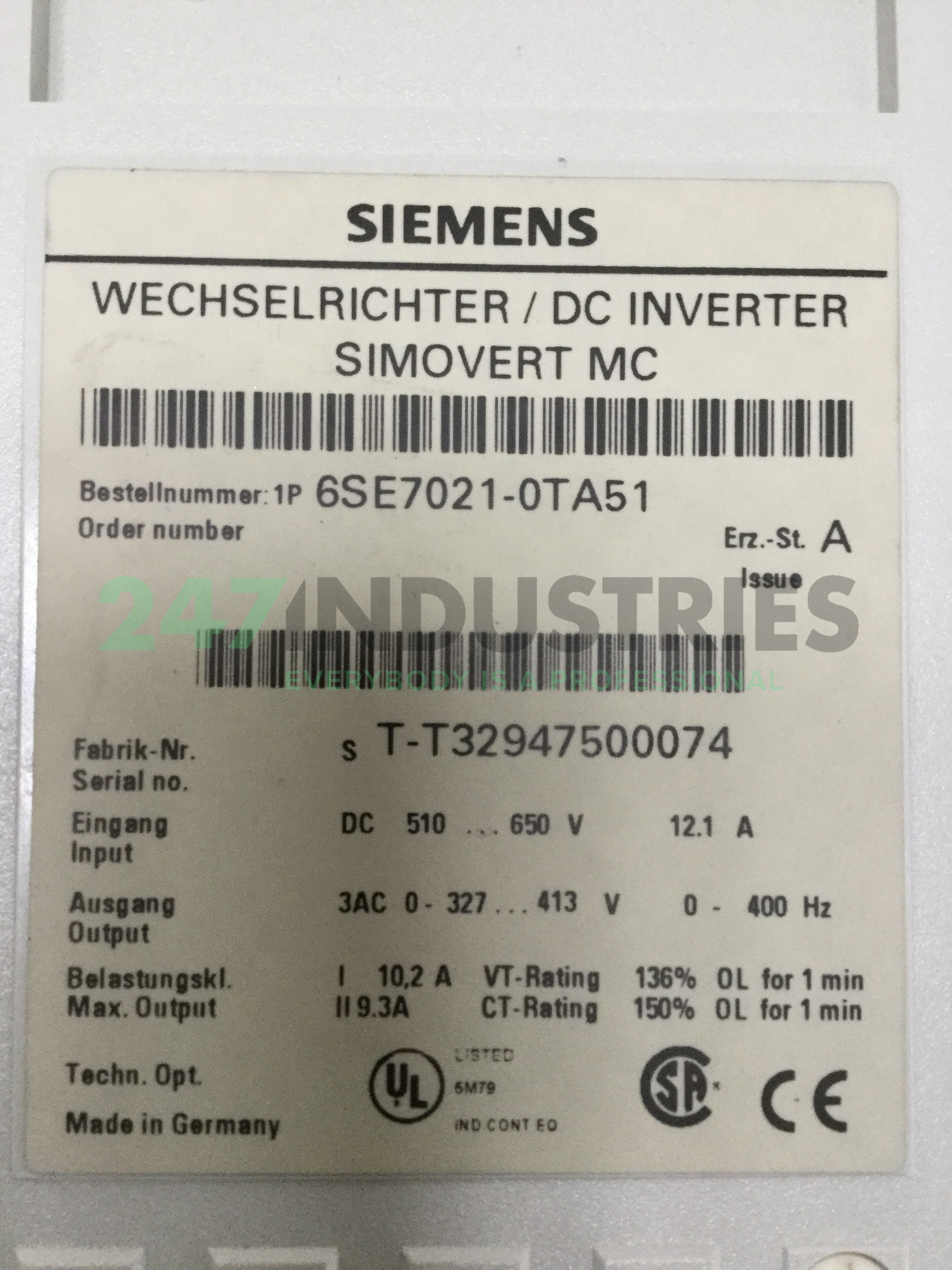 6SE7021-0TA51 Siemens Image 4