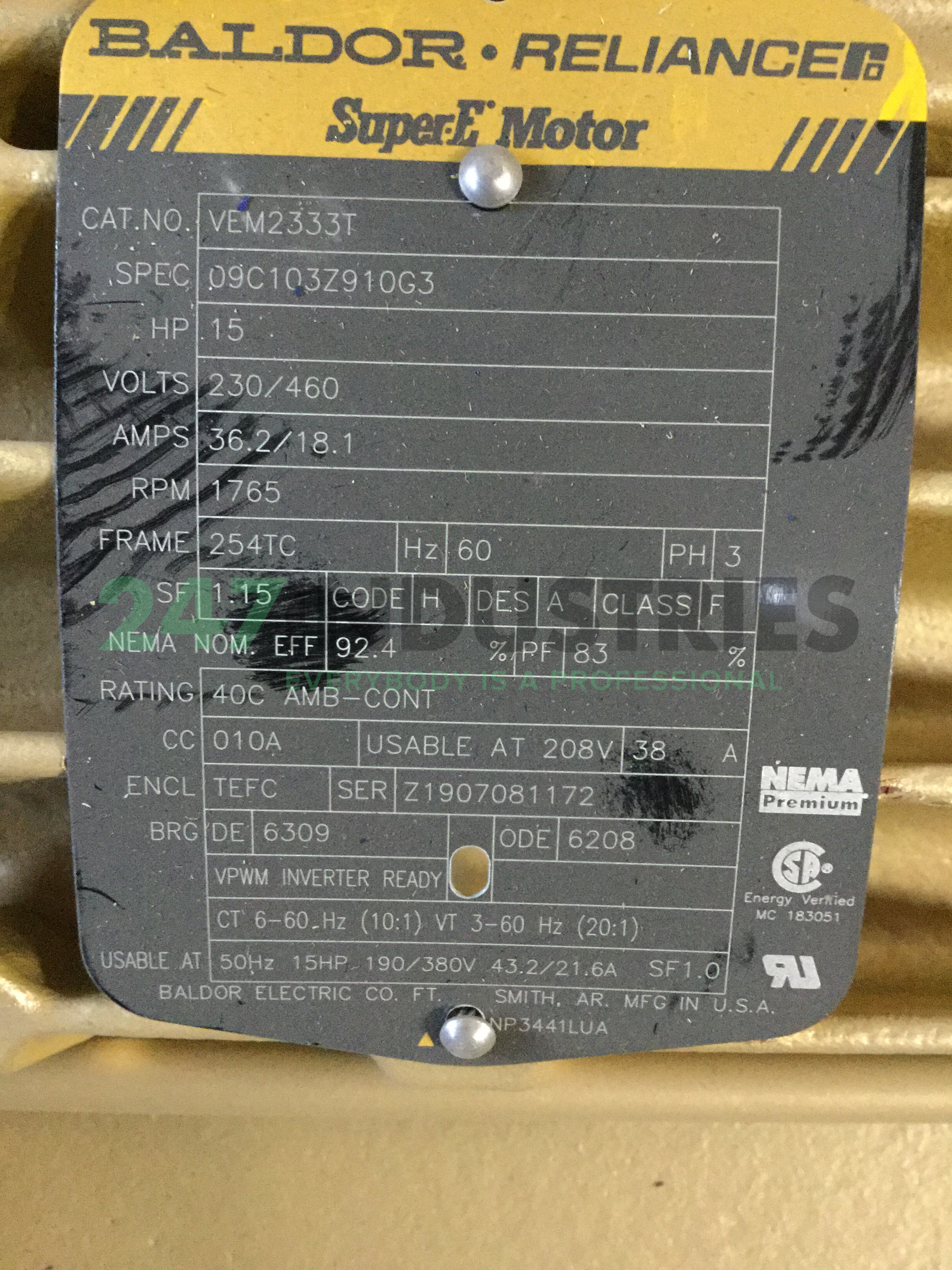 VEM2333T Baldor Image 4