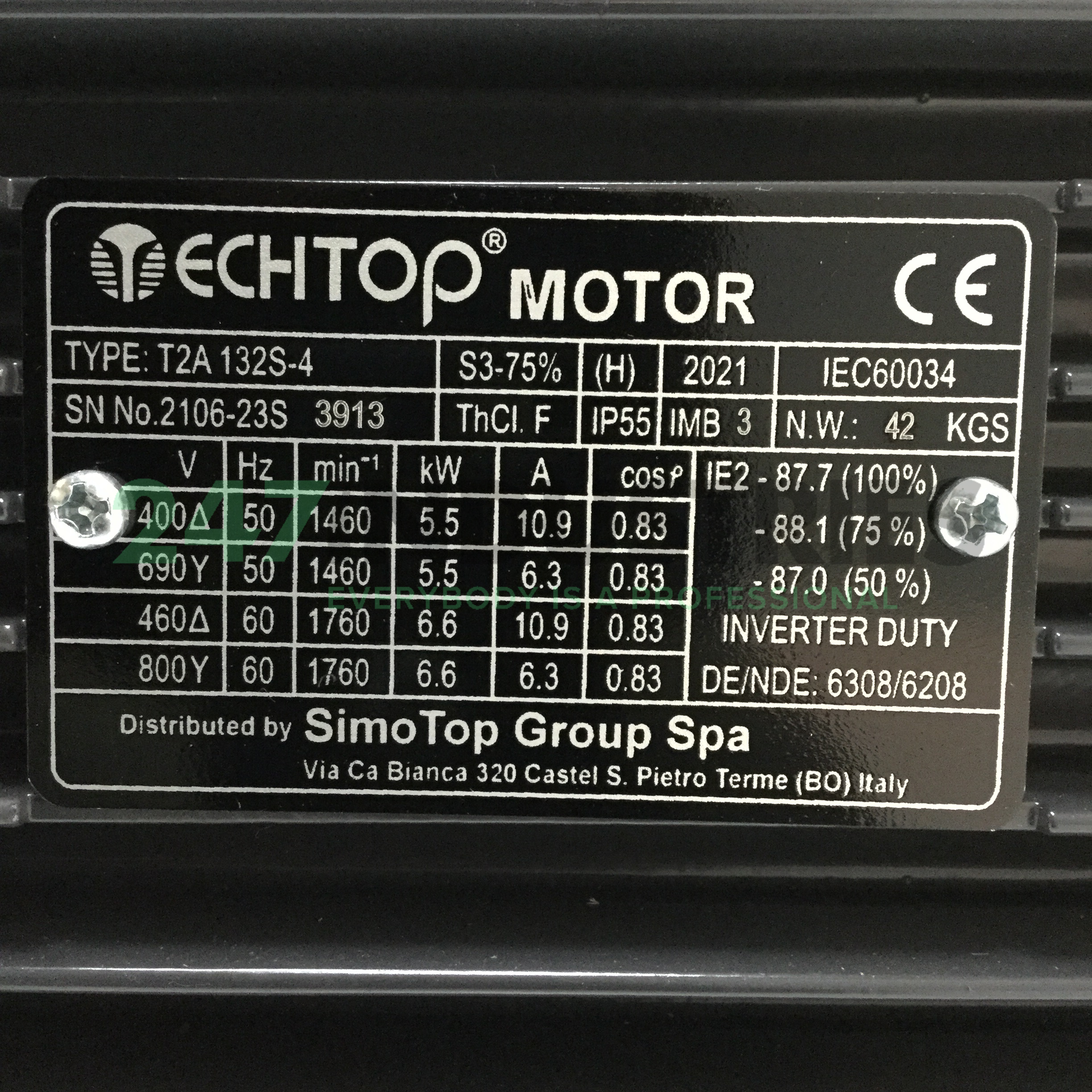 T2A132S-4-B3 TechTop Motor Image 4