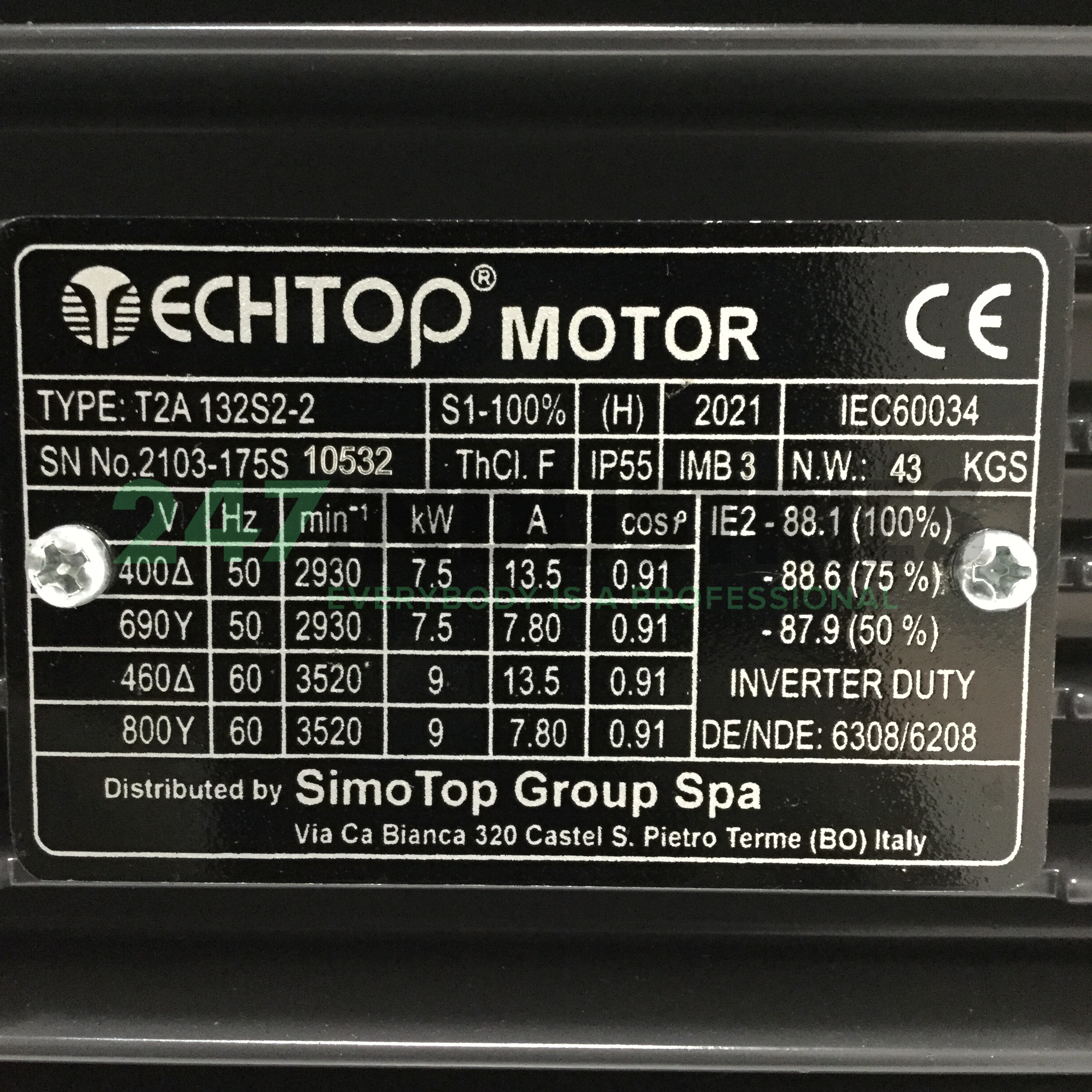 T2A132S2-2-B3 TechTop Motor Image 4