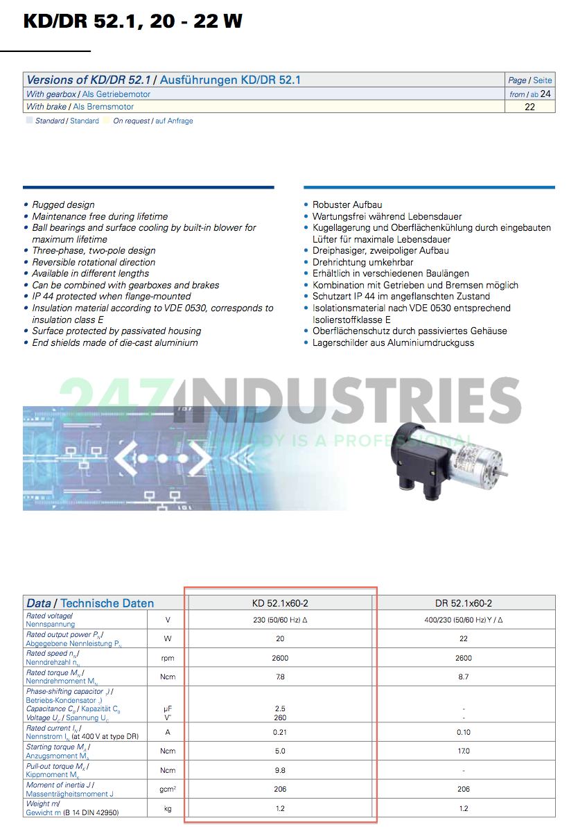 KD52.1X60-2/PLG52-288 Dunkermotoren Image 5