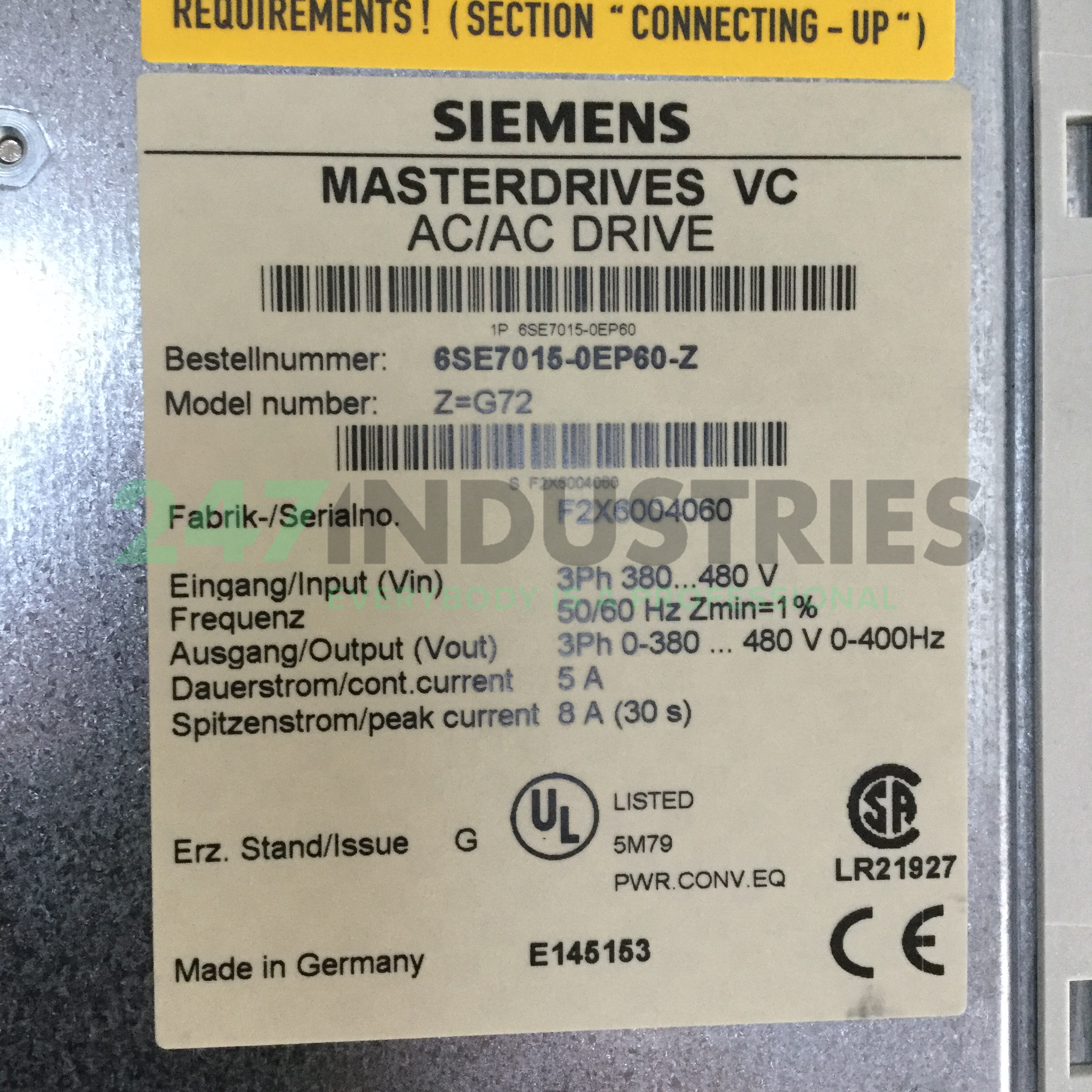 6SE7015-0EP60-Z G72 Siemens Image 4