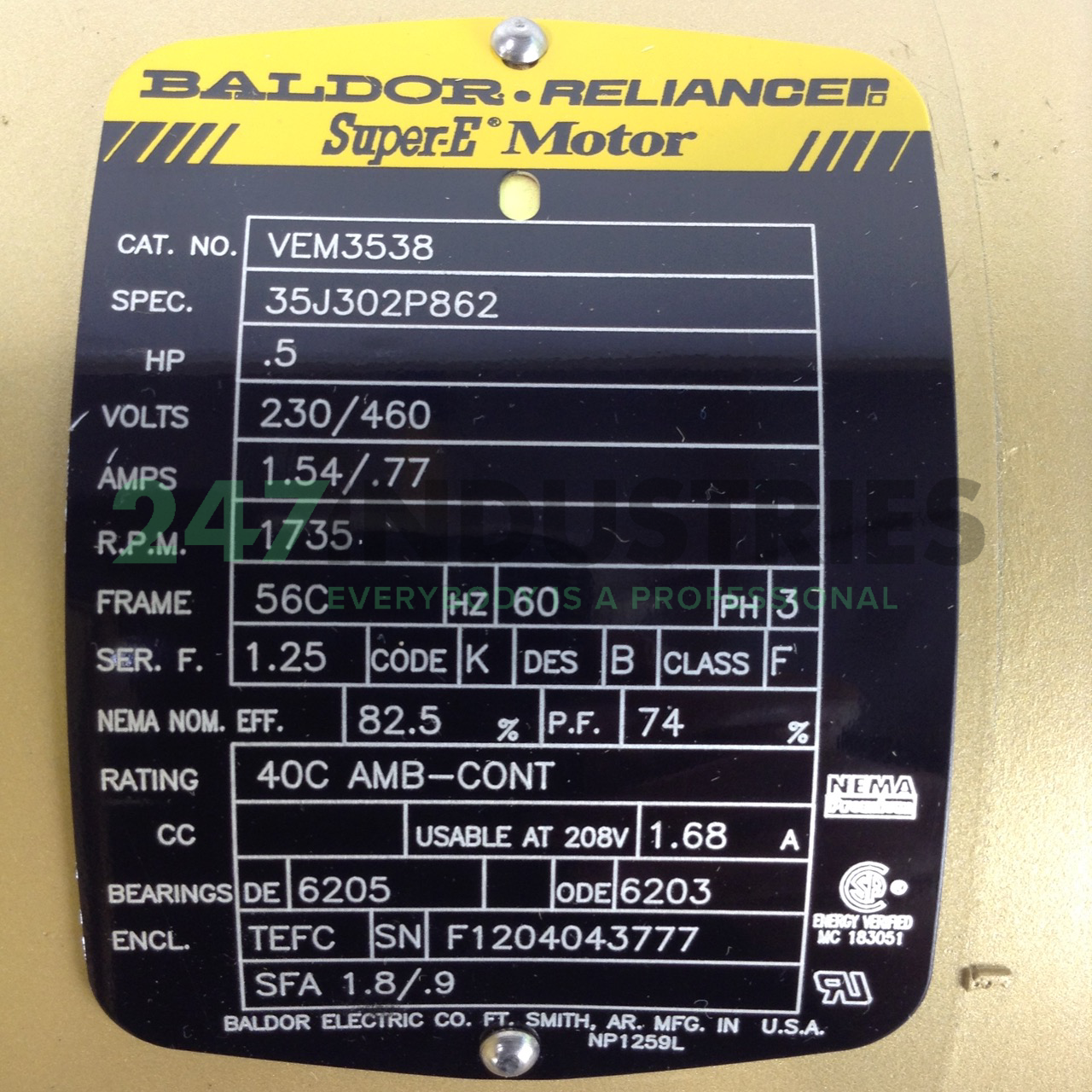 35J302P862 Baldor Image 2