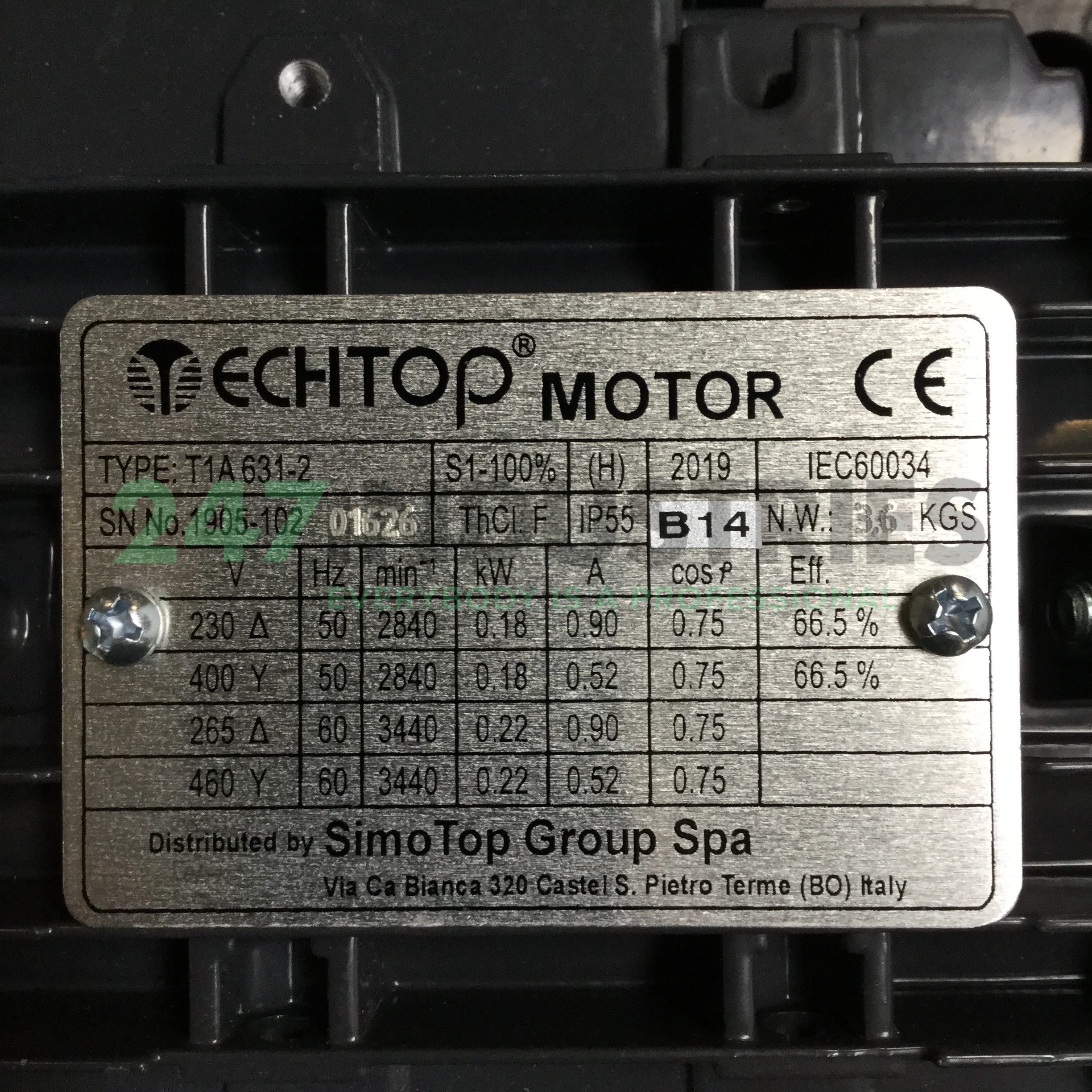 T1A631-2-B14 TechTop Motor Image 4