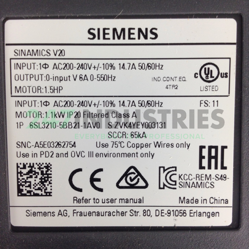 6SL3210-5BB21-1AV0 Siemens Image 3