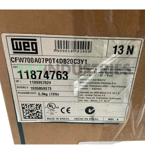 CFW700A07P0T4DB20C3Y1 WEG