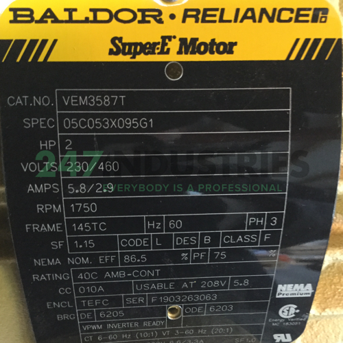 VEM3587T Baldor Image 4