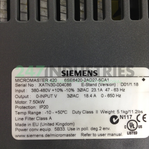 6SE6420-2AD27-5CA1 Siemens Image 2