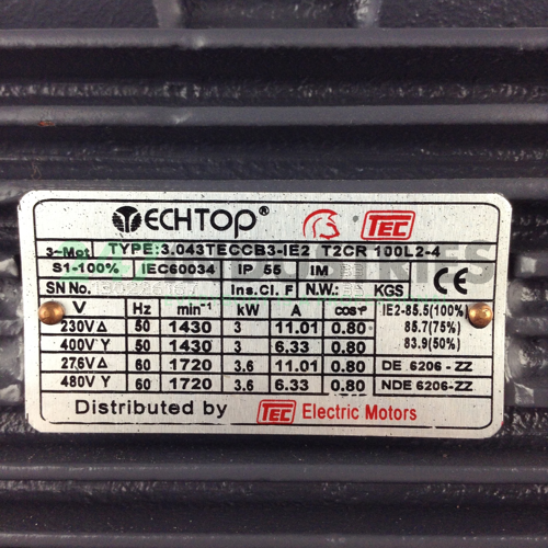 T2CR100L2-4B3 TEC Electric Motors Image 2