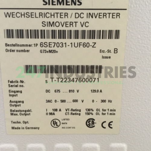 6SE7031-1UF60-Z G73+M20 Siemens Image 4