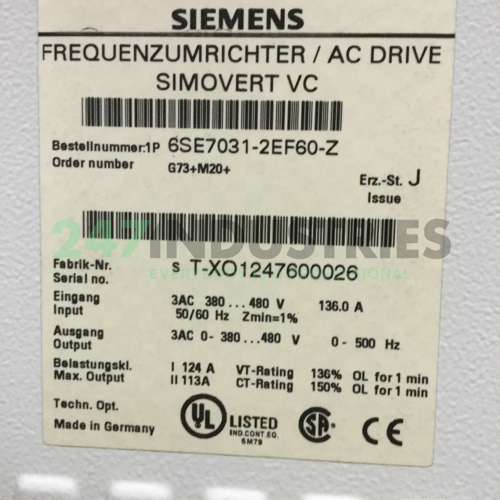 6SE7031-2EF60-Z G73+M20 Siemens Image 4