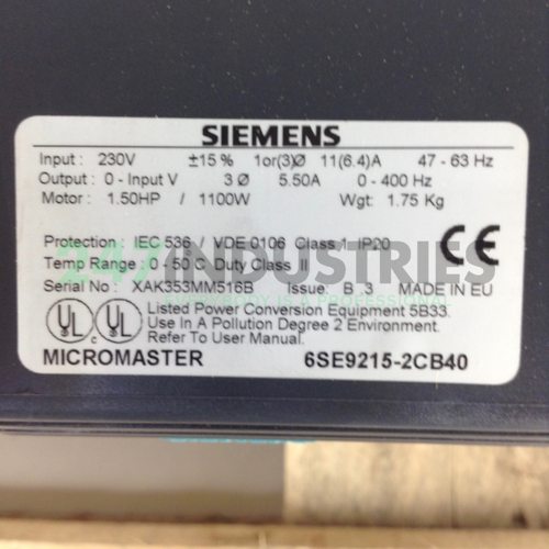 6SE9215-2CB40 Siemens Image 2