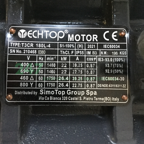 T3CR180L-4-B3 TechTop Motor Image 3