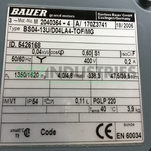BS04-13U/D04LA4-TOF/MG Bauer Image 4
