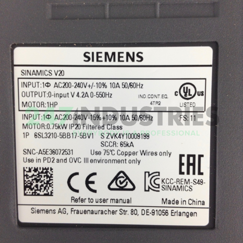 6SL3210-5BB17-5BV1 Siemens Image 3