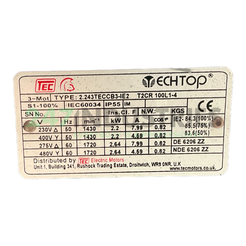 T2CR100L1-4-B3 TechTop Motor Image 4