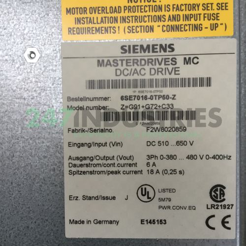 6SE7016-0TP50-Z G91+G72+C33 Siemens Image 4