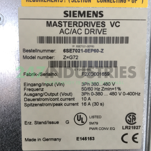 6SE7021-0EP60-Z G72 Siemens Image 4