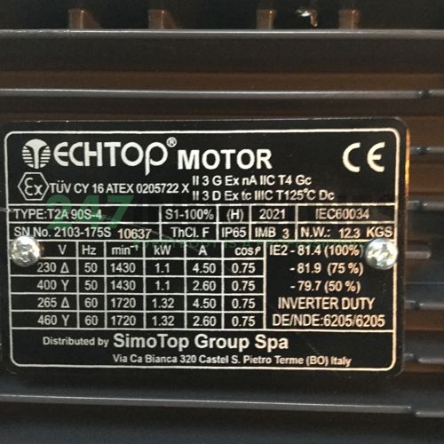 T2A90S-4-3G-B3 TechTop Motor Image 4