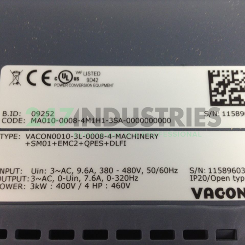 0010-3L-0008-4 Vacon Image 2