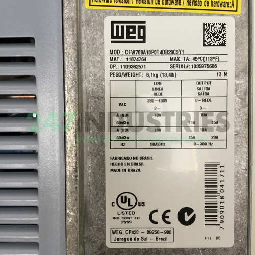 CFW700A10P0T4DB20C3Y1 WEG Image 4