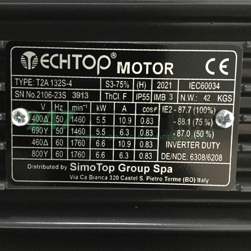 T2A132S-4-B3 TechTop Motor Image 4