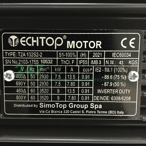 T2A132S2-2-B3 TechTop Motor Image 4